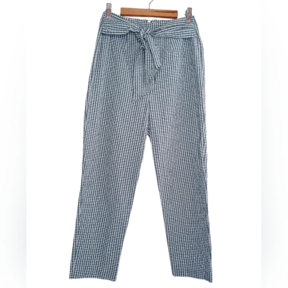 Free People West Side Tie Gingham Cropped Pants Sz 2